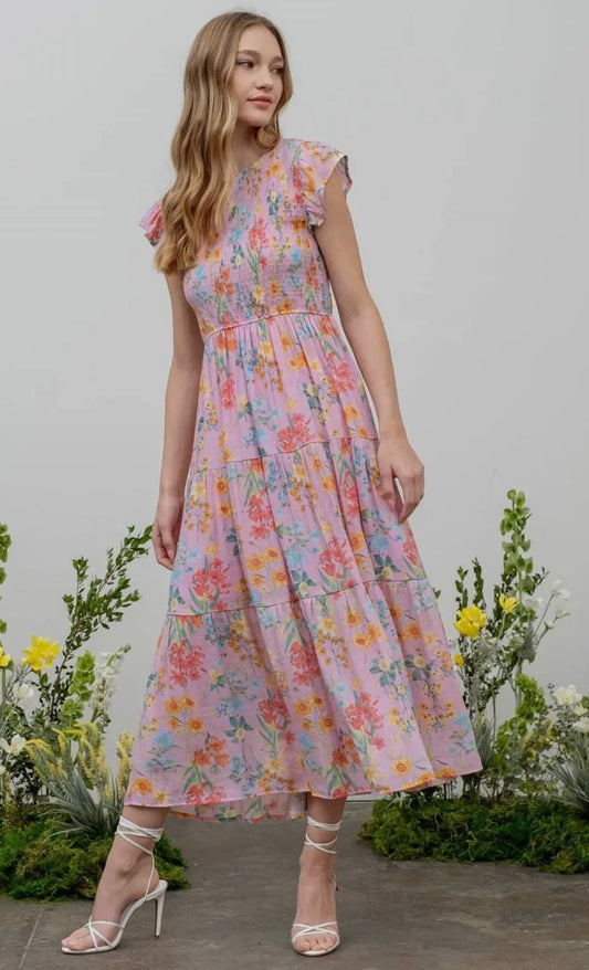 Floral Smocked Midi Dress