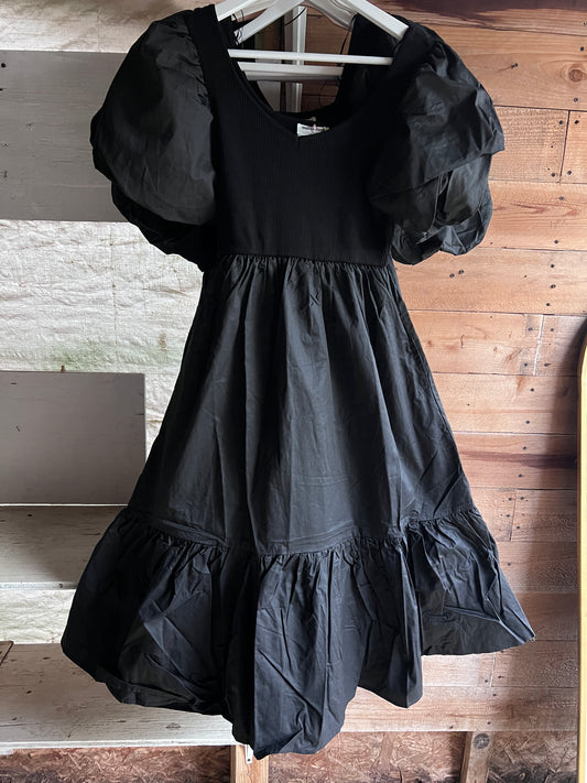 Puffed Sleeve Midi - Black